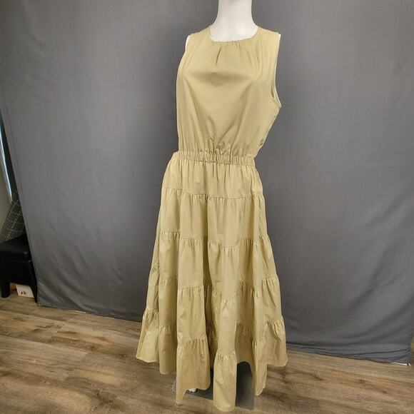 &merci Dresses & Skirts - Merci Cream Ruched Mini Dress XS Open Back Ruffle Sleeve Romantic